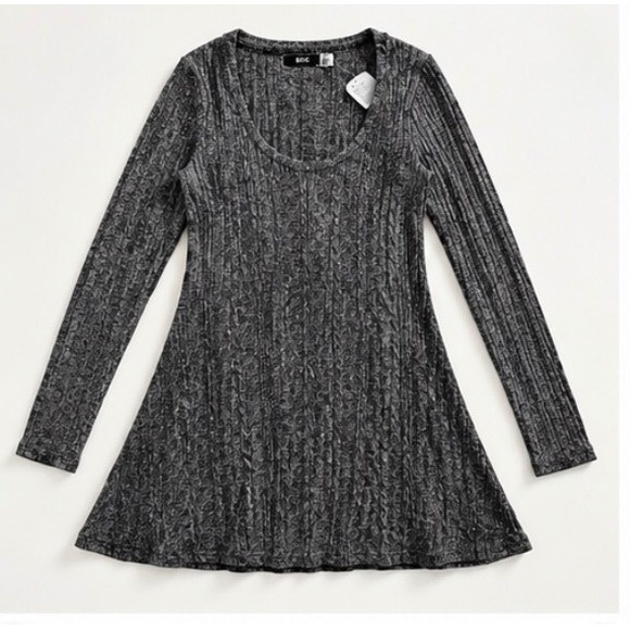 Dresses & Skirts - Urban Outfitters BDG charcoal heather ribbed knit flare dress